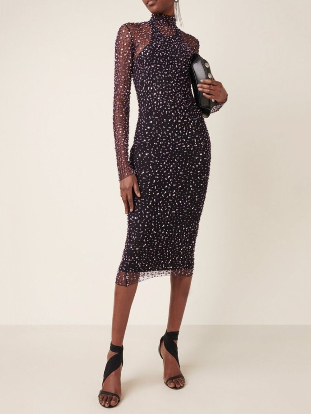 Isabel Marant Tegan Sequined Tulle Midi Dress Dark Purple Size US 0 NEW NWT